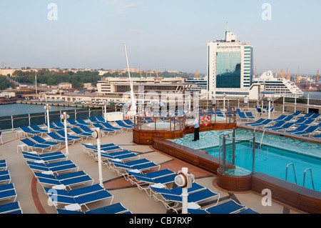 A cruise ship arriving at Odessa, Ukraine. Stock Photo