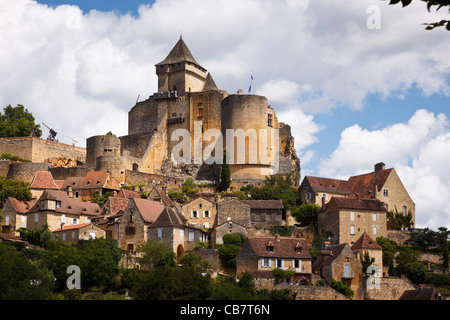 Castelnaud chateau and town, Perigord Noir, Dordogne, France, Europe Stock Photo