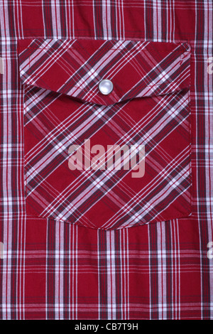 pocket on shirt in red check Stock Photo