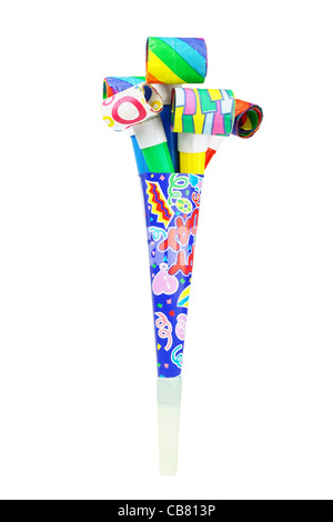 Party horn isolated on white background Stock Photo - Alamy