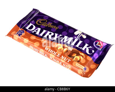 Cadbury Dairy Milk Whole Nut Chocolate Bar Stock Photo