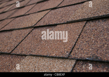 closeup detail of brown roof shingles Stock Photo