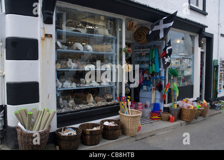 Seaside gift shop with shells, buckets and spades and flags, St Ives Cornwall England United Kingdom Stock Photo