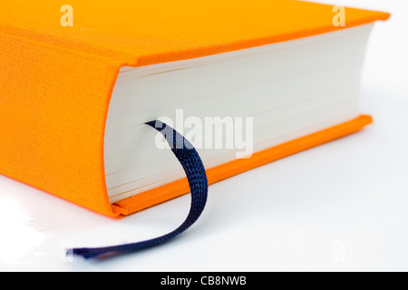 close up photo of the book with bookmark isolated on white Stock Photo