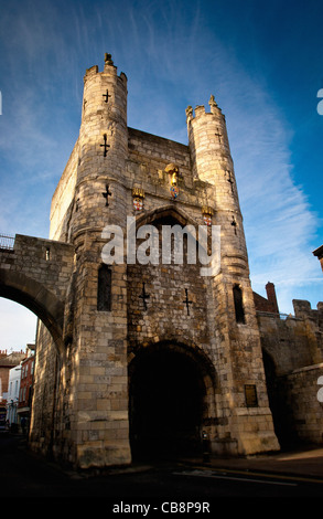 Monkbar, one of four gate which are part of the city walls - also know a the Bar Walls. York, UK. Stock Photo