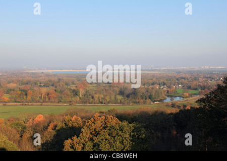 View towards Heathrow from Air Forces Memorial at Runnymede near Egham Surrey England UK Stock Photo