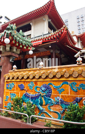 Colourful wall of Kwan Im Thong Hood Cho Temple, Singapore. Stock Photo