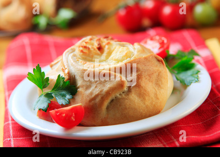 Vegetarian pasty with savory filling - closeup Stock Photo