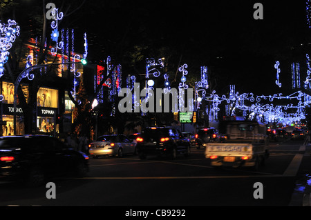 Christmas and New Year lights on Orchard Road, Singapore. Stock Photo