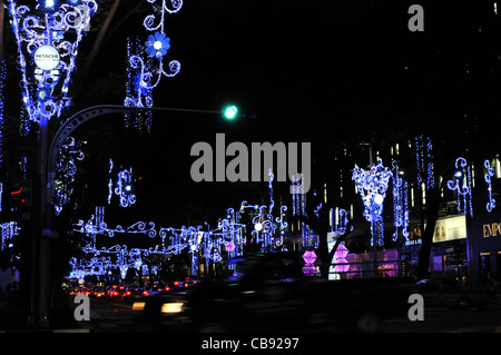 Christmas and New Year lights on Orchard Road, Singapore. Stock Photo