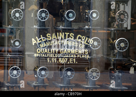 All Saints shop window displaying sewing machines, Buchanan Street, Glasgow city centre, Scotland, UK Stock Photo