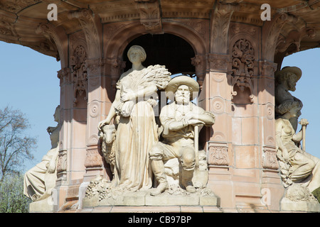 Detail of the Doulton Fountain on Glasgow Green the largest terracotta fountain in the world, Scotland UK. Stock Photo