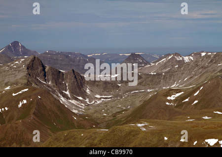 The mountain Lgemanaraga. View from the peak of Karpinskiy. Ural Mountains. National Park Yugyd-Va. The Republic of Komi.Russia. Stock Photo