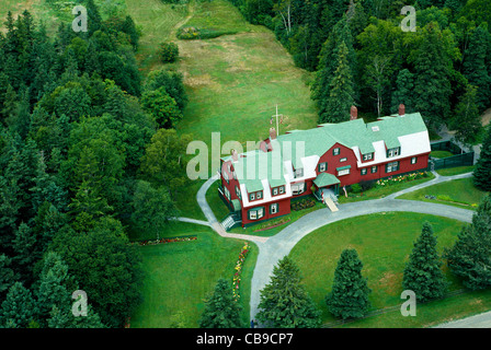 An aerial photo of the historic childhood and summer home of U.S. President Franklin D. Roosevelt on Campobello Island in New Brunswick, Canada. Stock Photo