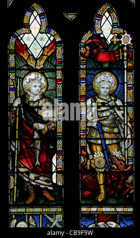 Stained glass windows depicting archangels Raphael and Gabriel in St ...