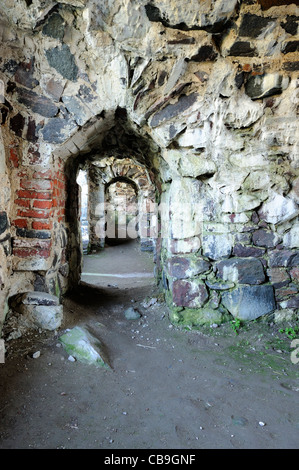 A corridor inside of the Shore Works. The Shore Works is the first defence line on Kustaanmiekka, Gustav's Sword, island. Kustaa Stock Photo