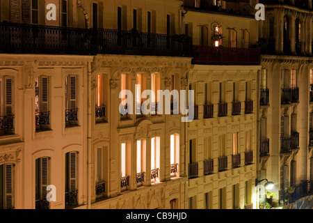 Montmartre Homes at Night Paris France Stock Photo