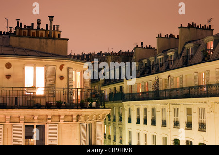 Montmartre Homes at Night Paris France Stock Photo