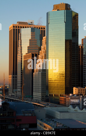 New York City, Manhattan, skyline during the beautiful colors of early morning sunrise, dawn. Stock Photo