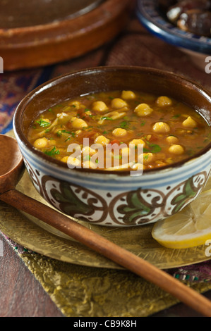 Harira. Traditional Moroccan lentil and chickpea soup Stock Photo