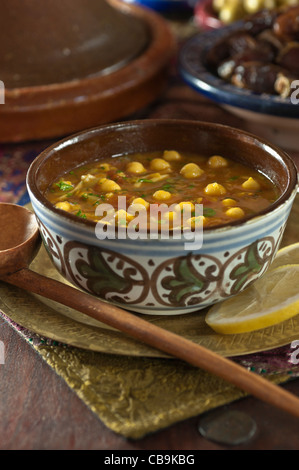 Harira. Traditional Moroccan lentil and chickpea soup Stock Photo