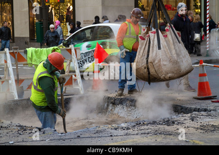 New York street construction scene. Stock Photo