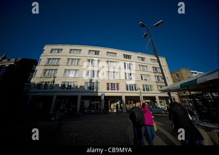 Flats above shops Market Hill Cambridge Stock Photo