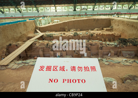 Terracotta Warriors Army Pit Number 1, Xian, Shaanxi Province, PRC, People's Republic of China, Asia no photo sign Stock Photo