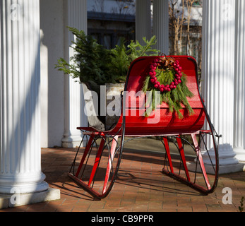 Victorian sleigh filled with Christmas presents Stock Photo