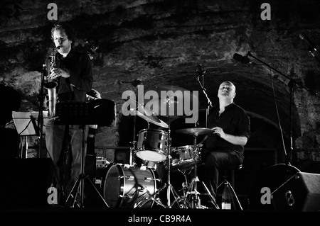 Roberto Gatto and Daniele Tittarelli perform in Monte Compatri (Rome) Stock Photo