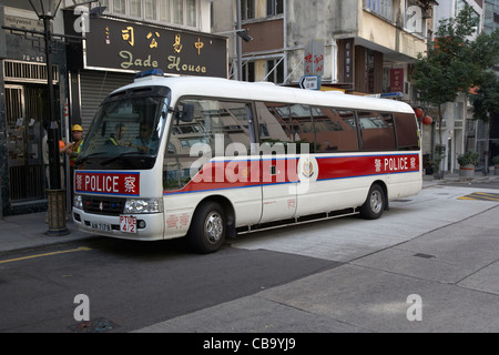 hong kong police bus transport vehicle hksar china Stock Photo
