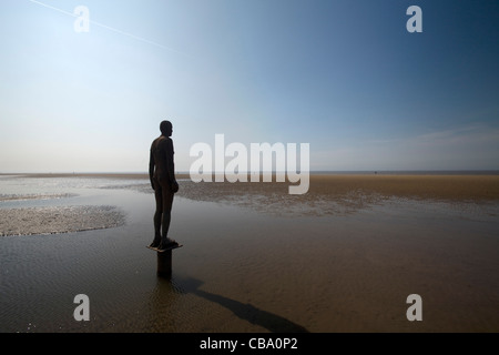 Antony Gormley Another Place sculptures Crosby Beach Stock Photo