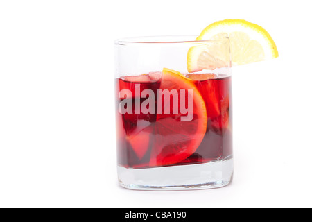 Sangria in glass, isolated on white Stock Photo