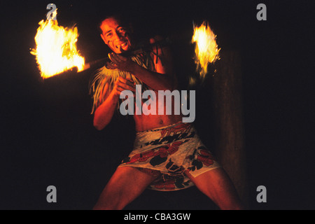 Western Samoa, Aggie Grey's fireknife dancer Stock Photo