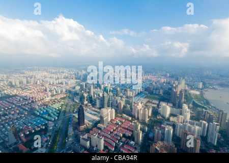 Shanghai Skyline, with Pudong skyscrapers and residential properties, Huangpu River, PRC, People's Republic of China, Asia Stock Photo