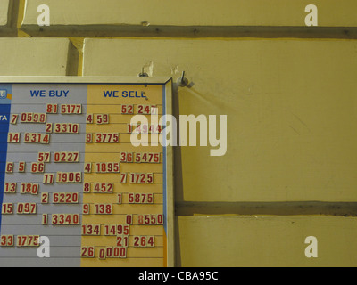 changing foreign currency exchange point rates on board at night in rome italy Stock Photo
