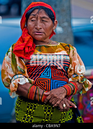 Portrait of Kuna woman  in Panama city Stock Photo