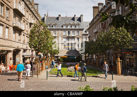 St Malo, Brittany, France - Place aux Legumes in the Saint Malo city centre Stock Photo