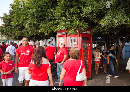 Gibraltar city center during Gibraltar National Day, 10 September 2011. Stock Photo