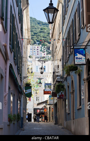 Narrow street in the center of Gibraltar. Stock Photo