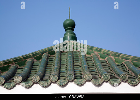Green pavilion roof contrasting against a blue sky Cheung Chau, Hong Kong outlying island SAR China Stock Photo