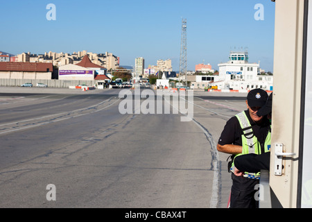 Gibraltar Defence Police at Gibraltar airport. Stock Photo