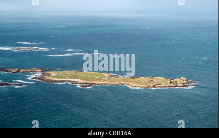 Aerial view of uninhabited Burhou island off Alderney in the Channel Islands Stock Photo