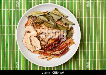 Dried spices used for Tom Yum soup, a hot and sour soup commonly found in Thailand Stock Photo