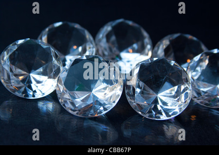 Diamonds on a black background. Stock Photo