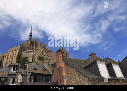 Image of roofs and buildings from Mont Saint Michel Monastery in Base Normandy ,France. Stock Photo