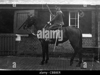 A WW1 mounted British cavalry trooper with sword and equipment Stock ...