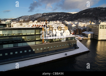 Bergen Harbour, Norway in Winter Stock Photo