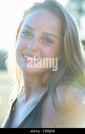 Close up of woman’s smiling face Stock Photo