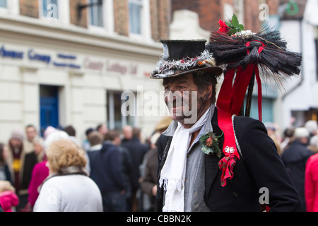 A 'lucky' Victorian chimney sweep at the Dickensian Christmas festival, Rochester, Kent, UK, December 2011. Stock Photo